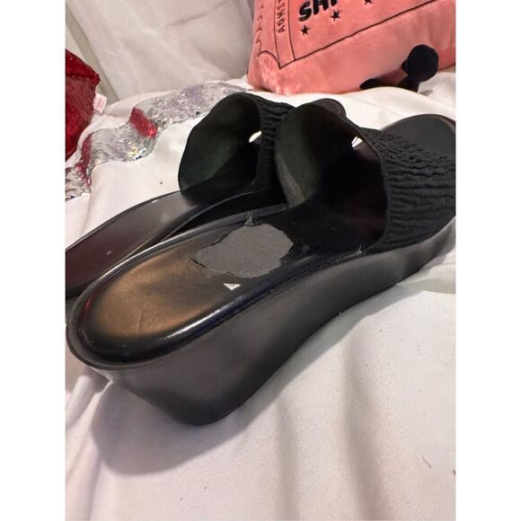 Italian shoemakers (made in Italy) Black platform slide sandals size 7-8 (9” lon - Picture 9 of 13